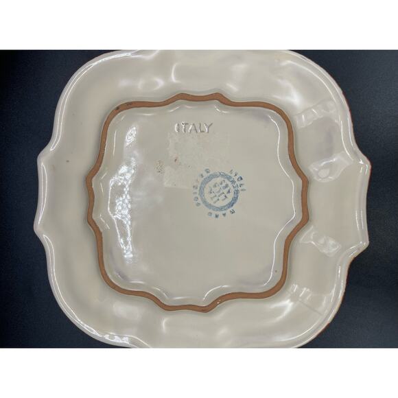 Vintage Italica ARS Pottery Set of 2 Salad Plates Hand Painted Flowers Italy - Picture 4 of 6